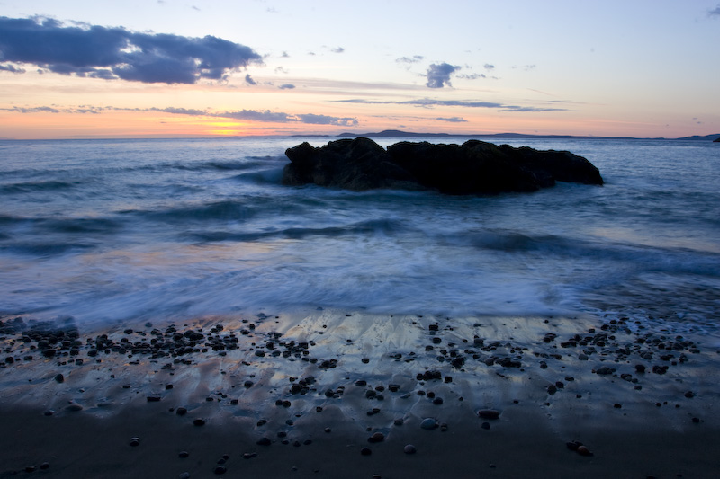 Waves Washing Shore At Sunset